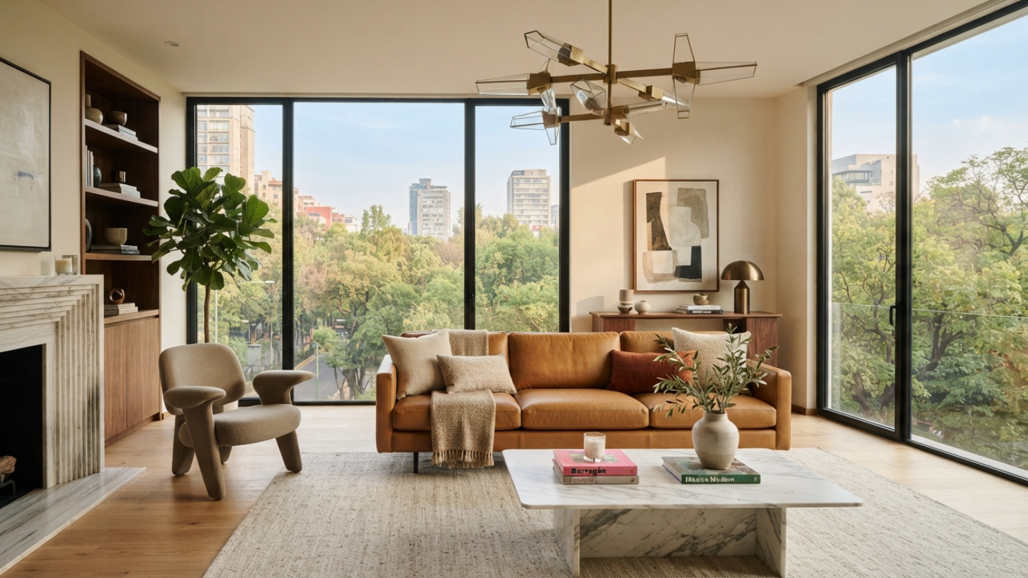 sala de estar premium en zona exclusiva de CDMX